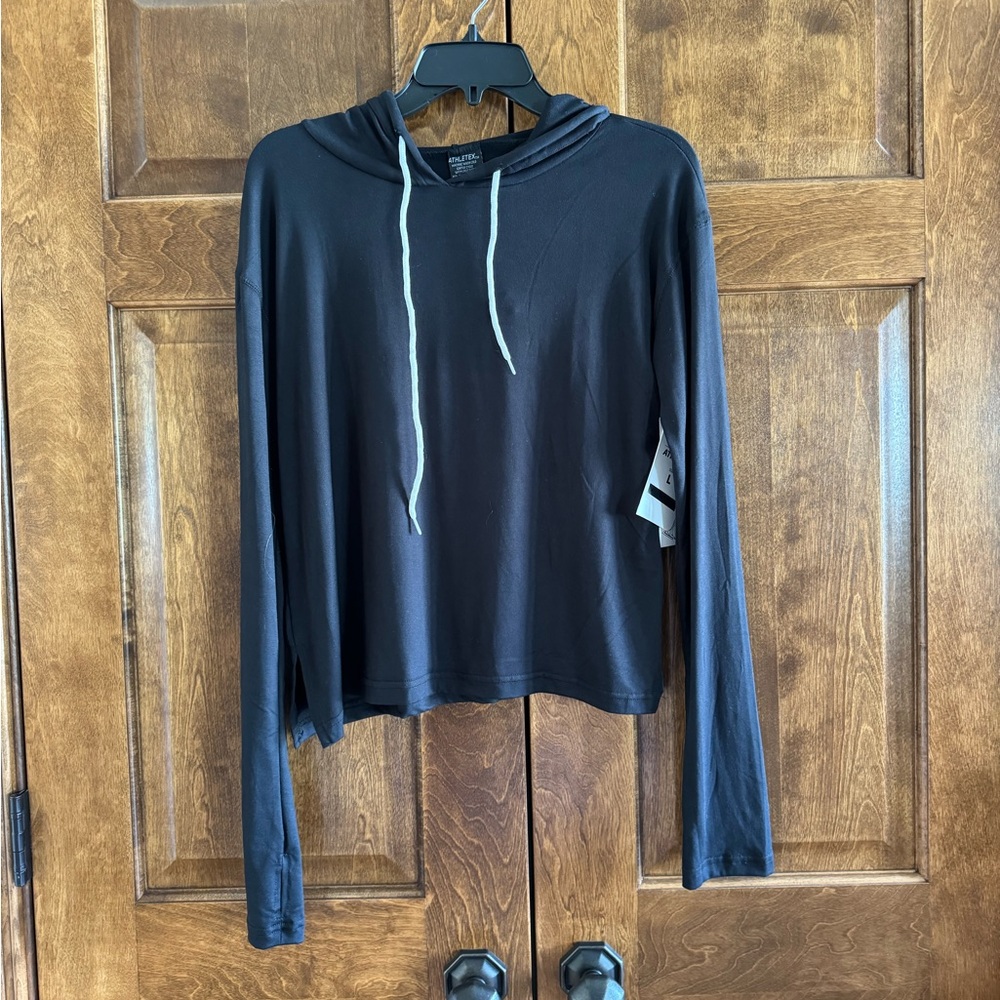 Athletex Lightweight Black Hoodie Top - Brand New w/Tags - Women's Size Large